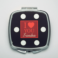 Personalized I Love You Compact Make Up Mirror