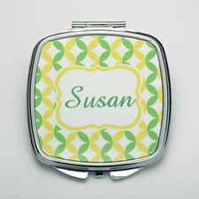 Personalized Lime & Ocean Compact Make Up Mirror
