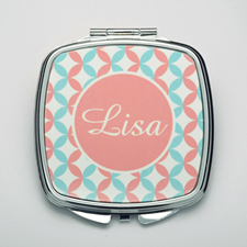 Personalized Lime & Fuchsia Compact Make Up Mirror