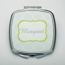 Personalized Grey Quatrefoil Compact Make Up Mirror
