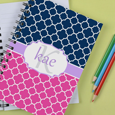 Personalized Pink Navy Clover Notebook
