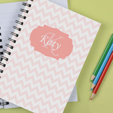 Personalized Pastel Pink Chevron Notebook