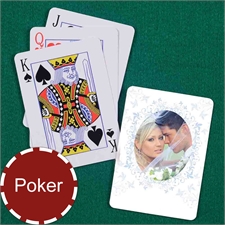 Personalized Wedding Poker Size Blue Floral Standard Index Playing Cards