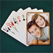 Personalized Wedding Cocoa Vintage Frame Playing Cards