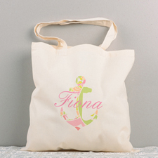 Colorful Nautical Anchor Personalized Cotton Tote Bag
