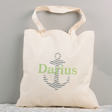 Navy Nautical Anchor Personalized Cotton Tote Bag