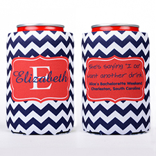 Navy Chevron Frame Personalized Can Cooler