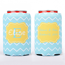 Ocean Chevron Name Initial Personalized Can Cooler