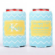 Ocean Chevron Frame Personalized Can Cooler