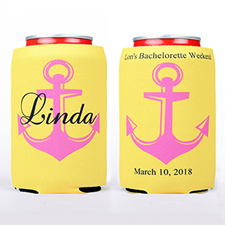 Fuchsia Anchor Personalized Can Cooler