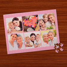 Personalized Baby Pink 6 Collage 12X16.5 Photo Puzzle