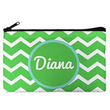 Monogrammed Personalized Green Chevron Cosmetic Bag