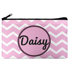 Monogrammed Personalized Pink Chevron Cosmetic Bag