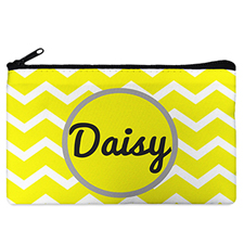Monogrammed Personalized Yellow Chevron Cosmetic Bag