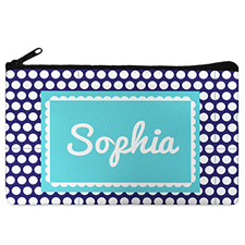 Navy Dots Personalized Cosmetic Bag