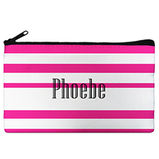 Fuchsia Stripe Personalized Cosmetic Bag