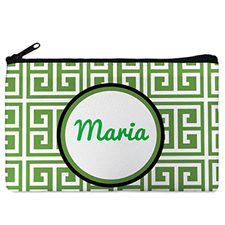 Green Grid Personalized Cosmetic Bag