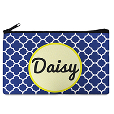 Navy Clover Monogrammed Personalized Cosmetic Bag, 5 X 8
