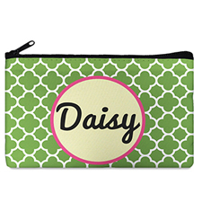 Green Clover Monogrammedmed Personalized Cosmetic Bag, 5 X 8