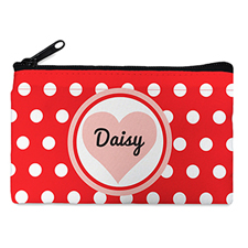 Red Dot And Heart Personalized Cosmetic Bag