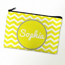 Monogrammed Personalized Yellow Chevron Cosmetic Bag