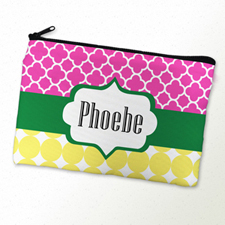 Fuchsia And Mustard Personalized Cosmetic Bag
