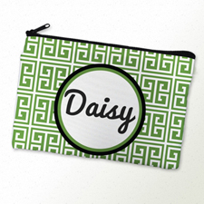 Green Grid Personalized Cosmetic Bag