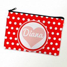 Red Dot And Heart Personalized Cosmetic Bag