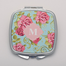 Vintage Rose Personalized Square Compact Mirror