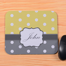 Create Your Own Lemon & Grey Polka Dot Personalized Mouse Pad