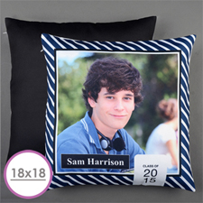 Navy Class Of 2017 Personalized Large Cushion 18
