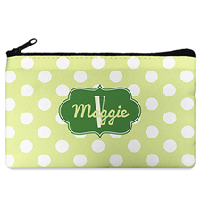 Green Polka Dot Personalized Cosmetic Bag