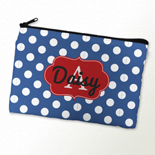 Navy Polka Dot Personalized Cosmetic Bag