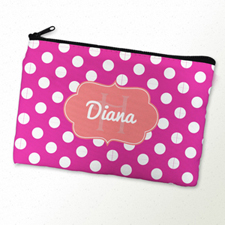 Pink Polka Dot Personalized Cosmetic Bag