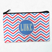 Navy Red Chevron Personalized Cosmetic Bag