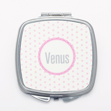 Pink Polka Dot Personalized Square Mirror