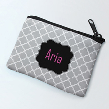 Grey Clover Black Personalized Coin Purse