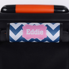 Navy Chevron Pink Personalized Luggage Handle Wrap