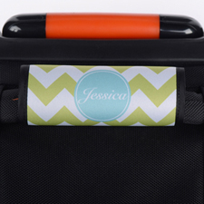 Lime Chevron Aqua Personalized Luggage Handle Wrap
