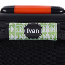 Green Black Greek Key Personalized Luggage Handle Wrap