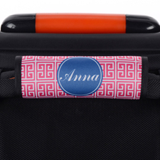 Pink Navy Greek Key Personalized Luggage Handle Wrap