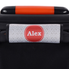 Grey Greek Key Personalized Luggage Handle Wrap