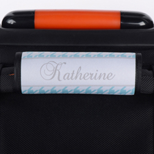 Aqua Hounds Tooth Personalized Luggage Handle Wrap
