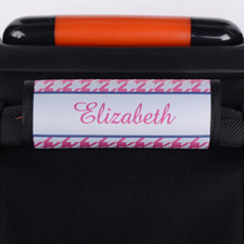 Pink Hounds Tooth Personalized Luggage Handle Wrap