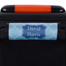 Blue Lime Quatrefoil Personalized Luggage Handle Wrap