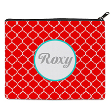 Red Quatrefoil Personalized 8X10 Cosmetic Bag