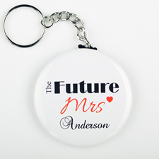 White Frame Personalized Button Keychain