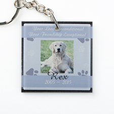 Grey Pet Memorial Personalized Acrylic Square Keychain