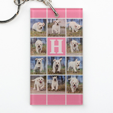 Pink Collage Personalized Acrylic Rectangular Keychain