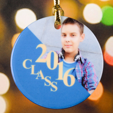 Graduation Personalized Photo Porcelain Ornament, Gold